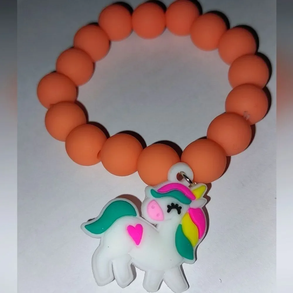Kids Orange Super Cute Girls Beaded Bracelet - Picture 5 of 6